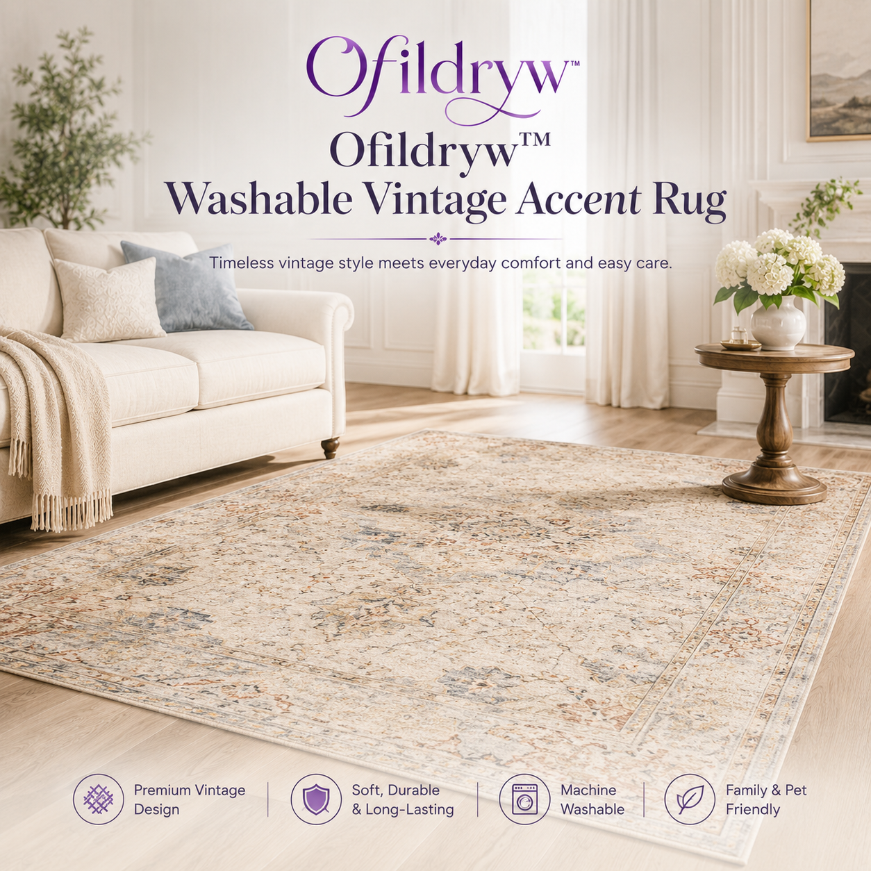Ofildryw™ Washable Vintage Accent Rug