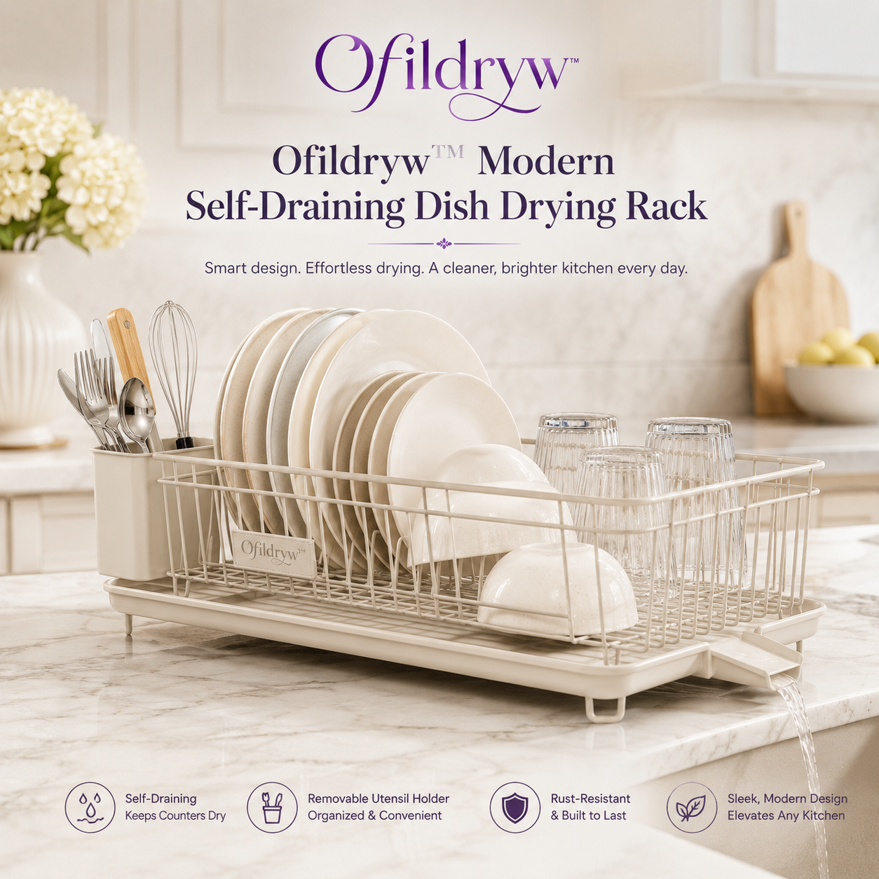 Ofildryw™ Modern Self-Draining Dish Drying Rack