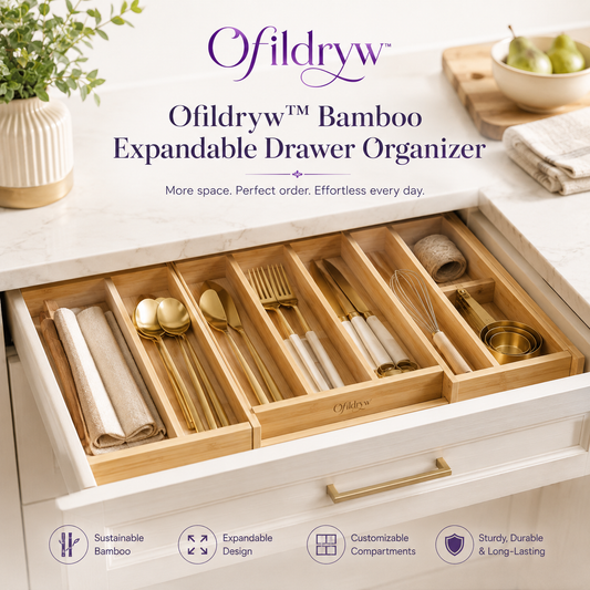 Ofildryw™ Bamboo Expandable Drawer Organizer